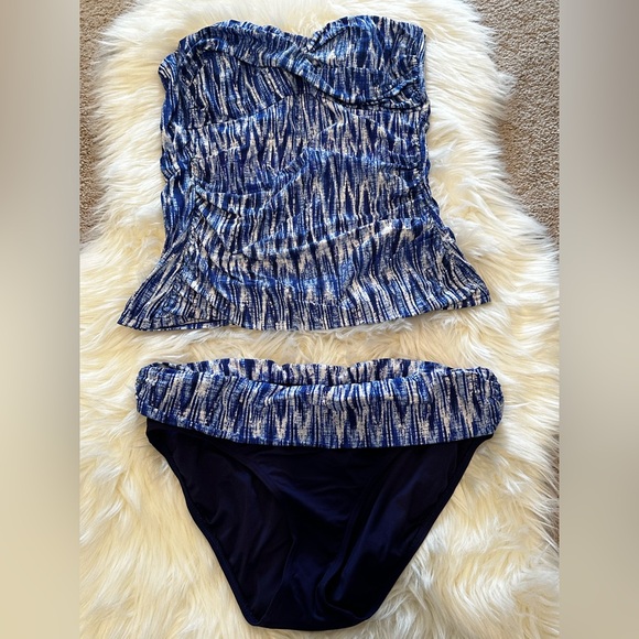 Anne Cole Blue Patterned Tankini Set - Picture 2 of 4